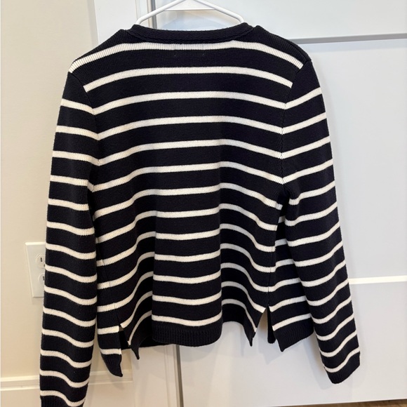 Navy and White Striped Women's Sweater - Picture 6 of 8
